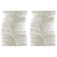 Bellatio 2x Winter witte kerstslinger 10 cm breed x 270 cm versiering -