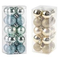 Cosy & Trendy Kleine kunststof kerstversiering 40x stuks set en 3 cm kerstballen in het goud en mintgroen -