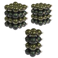 Bellatio 88x stuks glazen kerstballen donker olijf 4, 6 en 8 cm mat/glans -