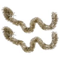 6x Kersboom decoratie folieslingers goud 200 x 15 cm -