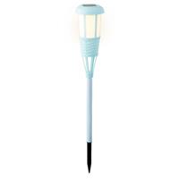 Lumineo Solar tuinfakkel/tuinlamp lichtblauw op zonne-energie 61 cm -