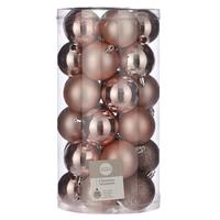 House of Seasons 60x Kunststof kerstballen lichtroze 6 cm -