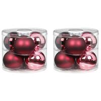 Christmas goods 12x Berry Kiss mix roze/rode glazen kerstballen 10 cm glans en mat -
