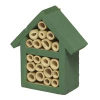 Klein groen insectenhotel huisje 11 cm -