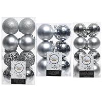 Decoris Kerstversiering kunststof kerstballen lichtroze 4-6 cm pakket van 44x stuks -