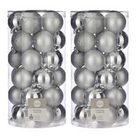 Mica Decorations 60x Kunststof kerstballen zilver 6 cm -