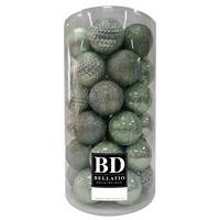 Bellatio 37x stuks kunststof kerstballen mintgroen 6 cm inclusief kerstbalhaakjes -