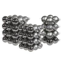 Bellatio 88x stuks glazen kerstballen titanium grijs 4, 6 en 8 cm mat/glans -