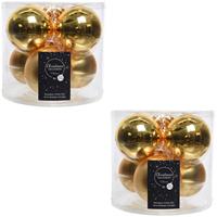 Decoris 12x Gouden glazen kerstballen 8 cm glans en mat -