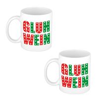 Bellatio 4x stuks gluhwein kerstmok / kerstbeker wit 300 ml -