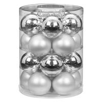 Christmas goods 60x stuks glazen kerstballen elegant zilver mix 6 cm glans en mat -