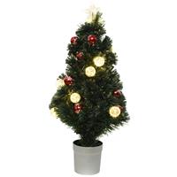 Bellatio Fiber optic kerstboom/kunst kerstboom met verlichting 90 cm -
