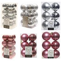 Decoris Kerstversiering kunststof kerstballen mix oud roze/zilver 4-6-8 cm pakket van 68x stuks -