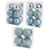 Cosy & Trendy Kerstversiering set kerstballen ijsblauw 6 - 8 - 10 cm - pakket van 40x stuks -