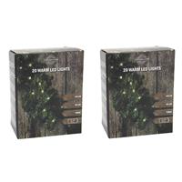 Bellatio Set van 3x stuks kerst dennenslinger guirlande groen met verlichting 270 cm -