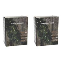 Bellatio Set van 3x stuks kerst dennenslinger guirlande groen met verlichting 270 cm -