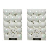 Decoris 60x stuks kunststof kerstballen parelmoer wit (iris) 6 cm glans/mat/glitter -