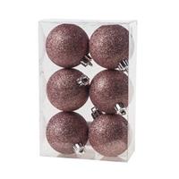Cosy & Trendy 18x Roze glitter kerstballen 6 cm kunststof -