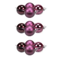 Bellatio 12x stuks glazen kerstballen cherry roze (heather) 10 cm mat/glans -