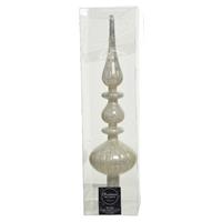 Decoris Grote glazen kerstboom piek/topper antiek wit 35 cm -