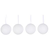 Mica Decorations 12x Witte sneeuw kerstballen van foam 8 cm -