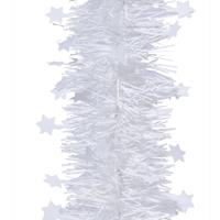 8x Winter witte sterren kerstslingers 270 cm kerstboom versiering -