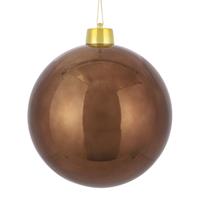 1x Mega kunststof decoratie kerstballen kastanje bruin 25 cm -