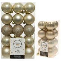 Decoris Kerstversiering kunststof kerstballen parel/champagne 4-6 cm pakket van 46x stuks -