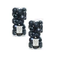 Decoris 60x Donkerblauwe kerstballen 4 - 5 - 6 cm kunststof -