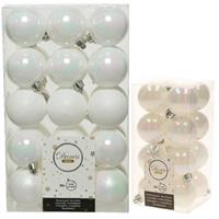 Decoris Kerstversiering kunststof kerstballen parelmoer wit 4-6 cm pakket van 46x stuks -