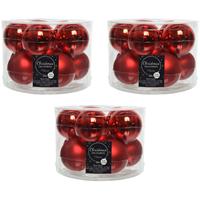 Decoris 30x Kerst rode glazen kerstballen 6 cm glans en mat -