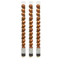 Decoris 42x stuks kleine kunststof kerstballen cognac bruin (amber) 3 cm -