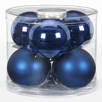 Christmas goods 6x Donkerblauwe glazen kerstballen 10 cm glans en mat -
