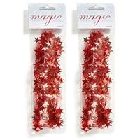 2x Rode spiraal slingers met sterren 750cm kerstboom versieringe -