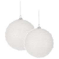 Bellatio 20x stuks kerstversiering witte sneeuw effect kerstballen 8 en 10 cm -