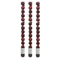 Decoris 42x stuks kleine kunststof kerstballen donkerrood 3 cm -