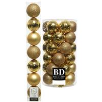 Decoris Kerstversiering kunststof kerstballen goud 6-8 cm pakket van 51x stuks -