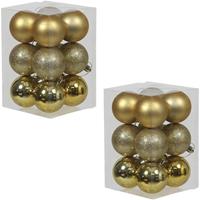 Bellatio 36x Gouden kunststof kerstballen 6 cm glans/mat/glitter -