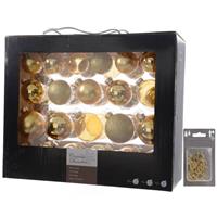 Decoris Kerstversiering glazen kerstballen mix pakket 5-6-7 cm champagne 42x stuks met haakjes -