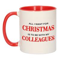 Bellatio Kerstmok rood All I want for Christmas is to be with my colleagues kerstcadeau 300 ml -