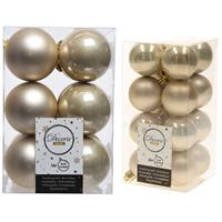 Decoris Kerstversiering kunststof kerstballen parel/champagne 4-6 cm pakket van 40x stuks -