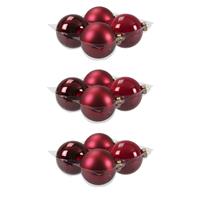 Bellatio 12x stuks glazen kerstballen rood/donkerrood 10 cm mat/glans -
