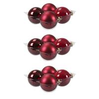 Bellatio 12x stuks glazen kerstballen rood/donkerrood 10 cm mat/glans -