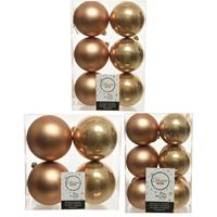 Decoris Kerstversiering kunststof kerstballen camel bruin 6-8-10 cm pakket van 44x stuks -