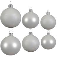 Decoris Glazen kerstballen pakket winter wit glans/mat 26x stuks diverse maten -