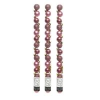 Decoris 42x stuks kleine kunststof kerstballen oudroze (velvet) 3 cm -