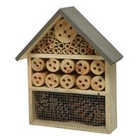 Decoris Grijs insectenhotel huisje 29 cm -