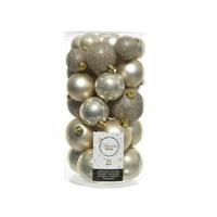 Decoris 30x Licht parel/champagne kerstballen 4 - 5 - 6 cm kunststof mat -