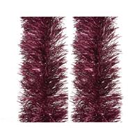 Decoris 2x stuks kerstboom slingers/lametta guirlandes framboos roze (magnolia) 270 x 10 cm -