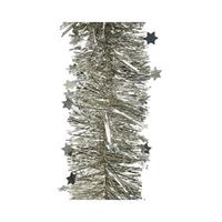 2x Zilveren sterren kerstslingers 10 x 270 cm kerstboom -